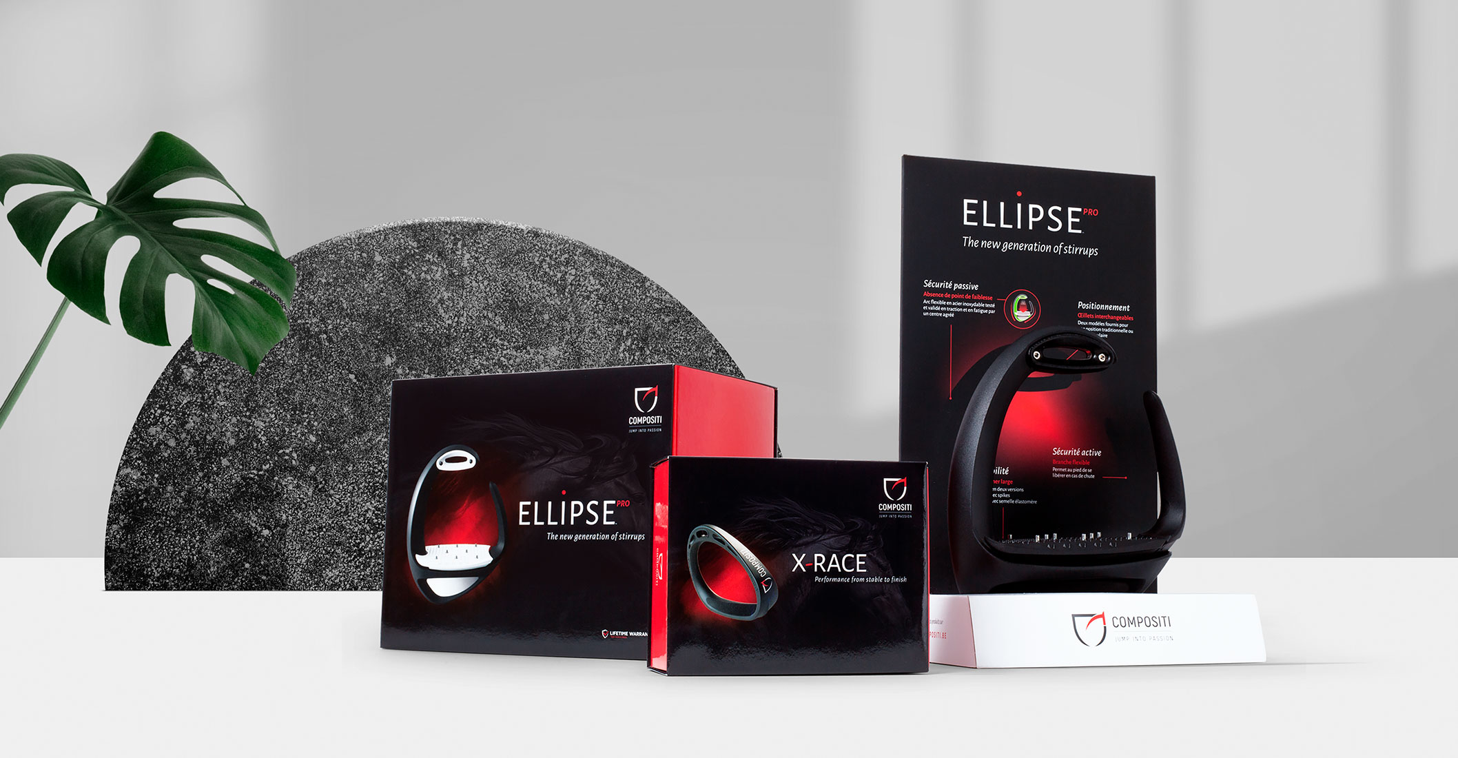 Rebranding and packaging for Compositi Range of stirrup packagings