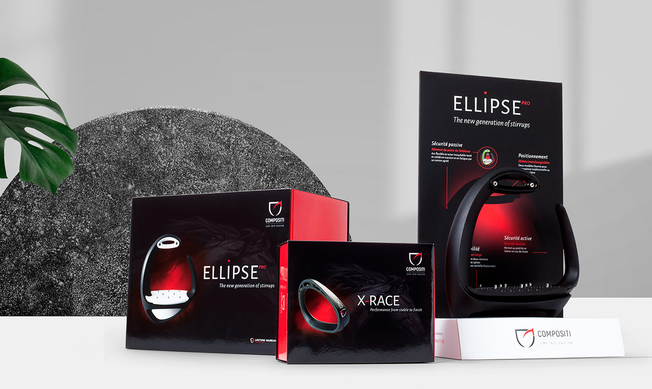 Rebranding and packaging for Compositi Range of stirrup packagings