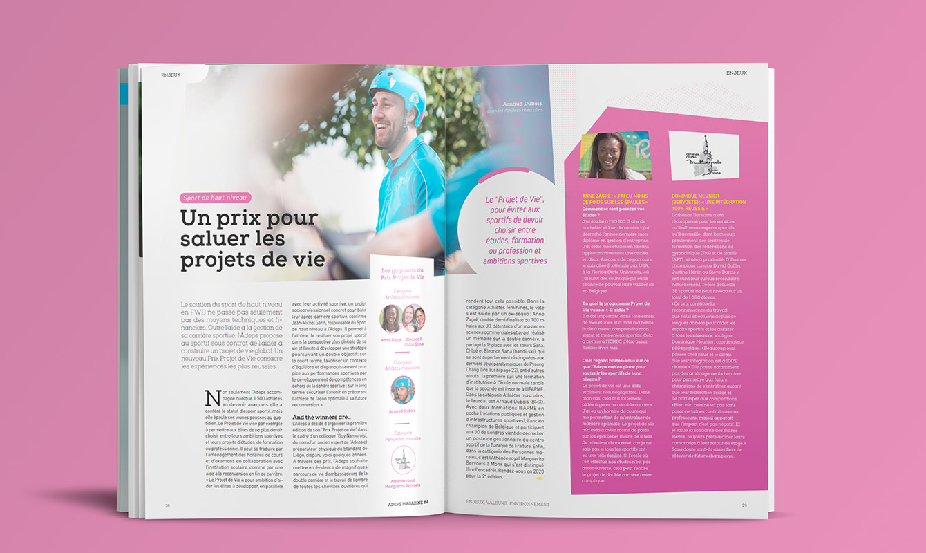 Magazine for ADEPS Layout of the magazine