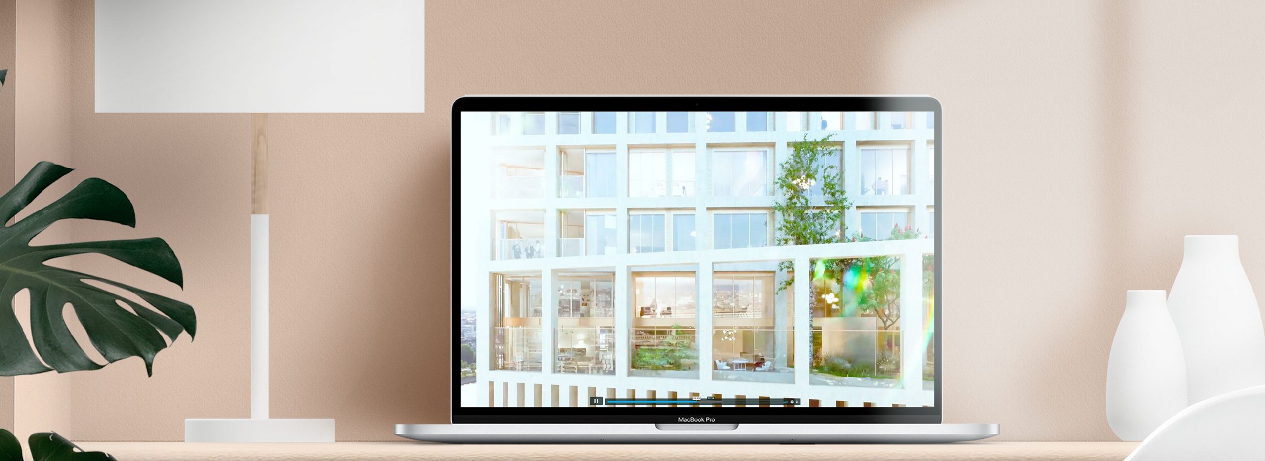 Laptop showing a video